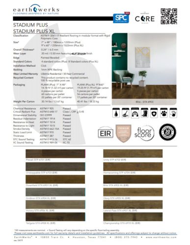 Earthwerks® Stadium Luxury Vinyl Plank Flooring